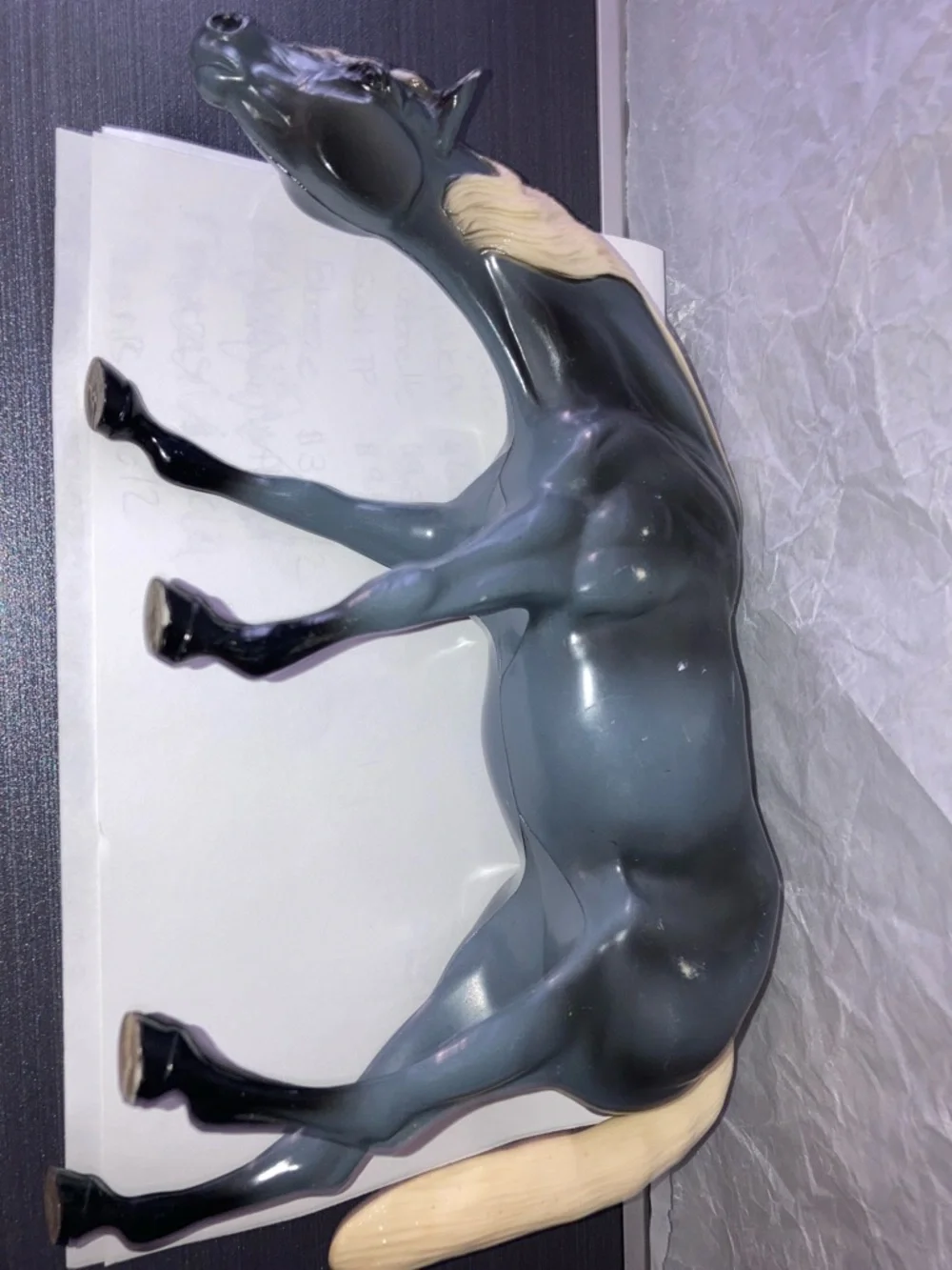 Vintage HARTLAND PLASTICS Blue/Gray w/White/Blonde GRAZING MARE Glossy 1960's - Picture 4 of 4